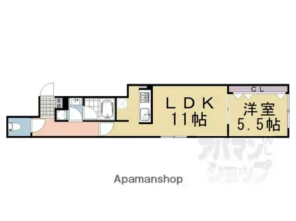 本上神明町マンション(1LDK/5階)の間取り写真
