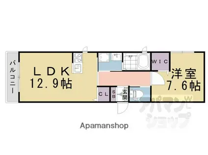 エクラージュ沙羅(1LDK/2階)の間取り写真