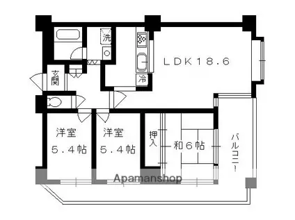 シャリマー五条(3LDK/4階)の間取り写真