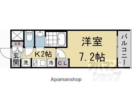 エステムコート京都二条(1K/3階)の間取り写真