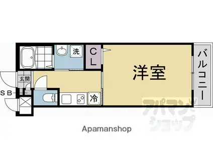 CREST TAPP京都丹波口II(1K/4階)の間取り写真