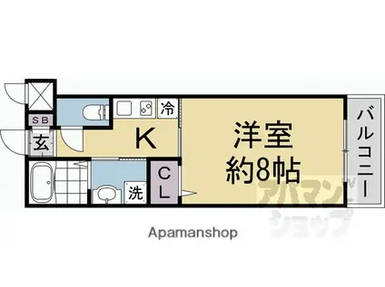 CREST TAPP京都丹波口II(1K/2階)の間取り写真