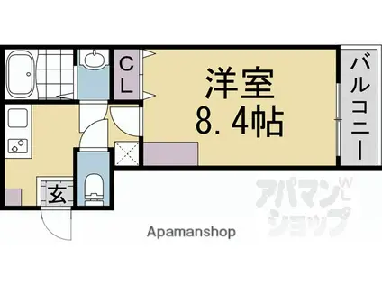左京区北白川西町計画(1K/3階)の間取り写真