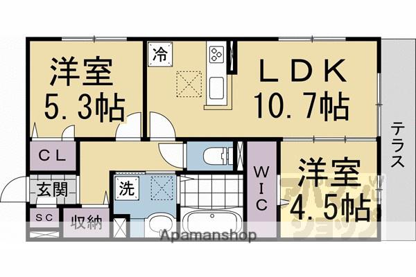 Dーレジデンス二条(2LDK/3階)の間取り写真