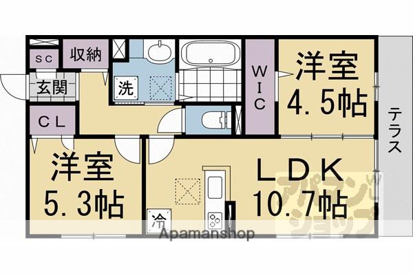 Dーレジデンス二条(2LDK/3階)の間取り写真