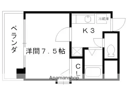 MORE五条(1K/2階)の間取り写真