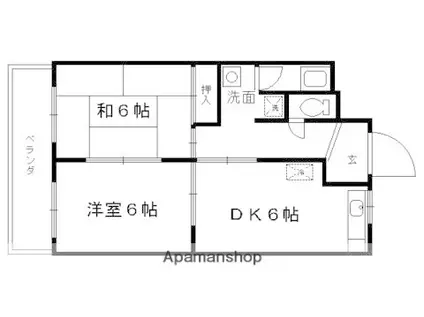 足立ハイツ太秦(2DK/4階)の間取り写真