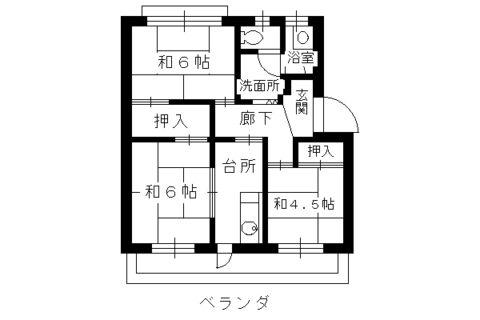 コーポ中臣(3K/4階)の間取り写真