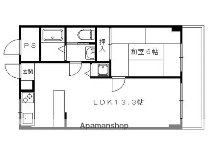 エスカローナ玉田(1LDK/2階)の間取り写真