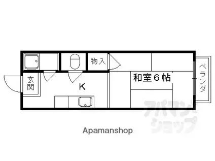コーポヤシキ(1K/2階)の間取り写真