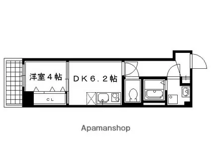 アイカーサ綾小路(1DK/4階)の間取り写真