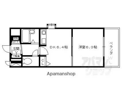 デリード&サンヴェール桂川東(1DK/2階)の間取り写真