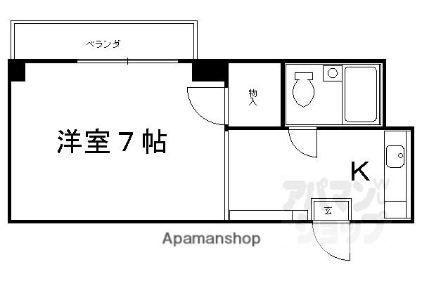 グランタック竜安寺(1K/2階)の間取り写真