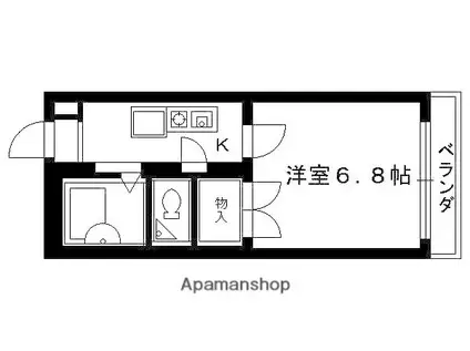 フラッツ7(1K/2階)の間取り写真