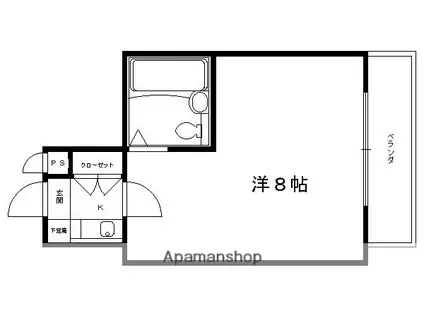 ヴィラエトワール西院(1K/2階)の間取り写真