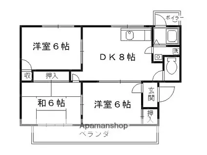 御池ハウス(3LDK/3階)の間取り写真