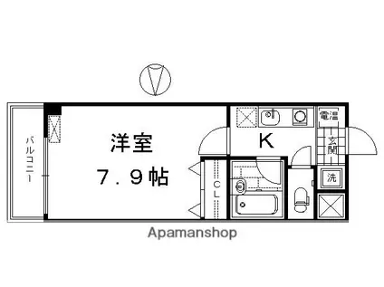 メディナ東寺(1K/6階)の間取り写真