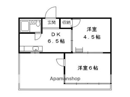 サンハイツ嵯峨野(2DK/4階)の間取り写真