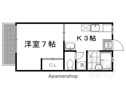 コーポ春菜 AB棟(1K/2階)の間取り写真