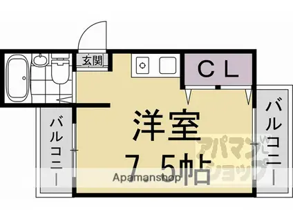 アムズ西京極(ワンルーム/4階)の間取り写真