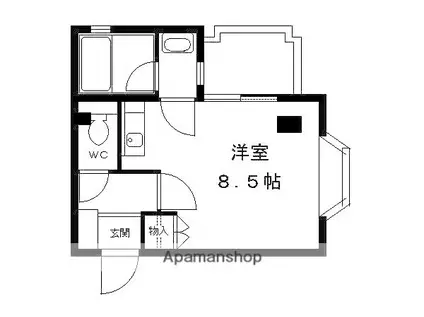 ドゥエル西院(ワンルーム/2階)の間取り写真