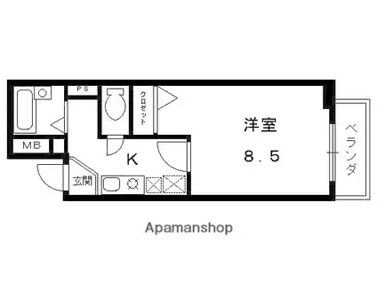 アルティスタ三条(1K/3階)の間取り写真