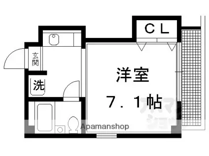 紫野上柏野町マンション(1K/3階)の間取り写真