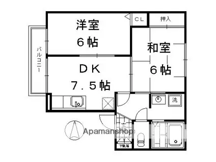 クレールエルマ(2DK/1階)の間取り写真