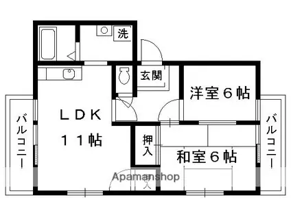 ドミールカンザカ(2LDK/1階)の間取り写真