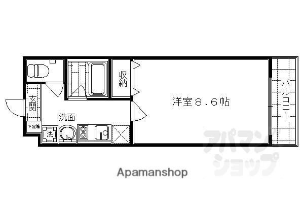 珠光ビル四条大宮(1K/2階)の間取り写真
