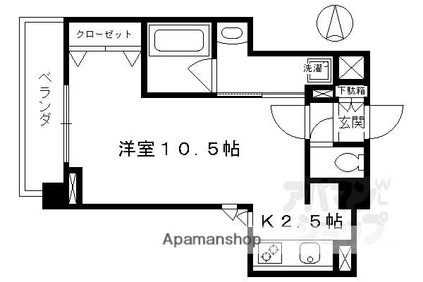 アスヴェル京都御所前III(1K/5階)の間取り写真