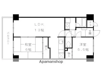 ジェンティール・アドニス(2LDK/5階)の間取り写真