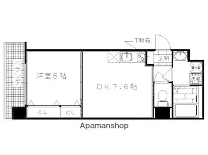 プルメリア御池(1DK/5階)の間取り写真