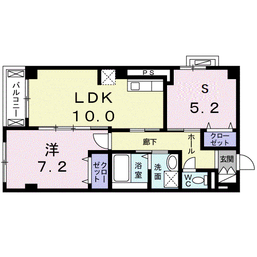 キャトル荒神(1LDK/3階)の間取り写真