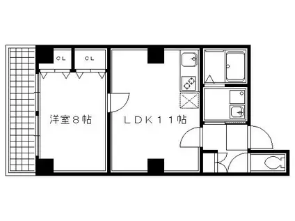 QUINT五条烏丸(1LDK/7階)の間取り写真
