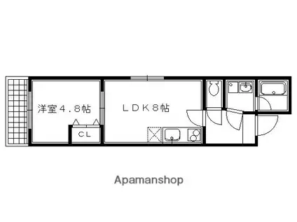 EASE京都室町(1LDK/4階)の間取り写真
