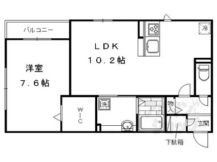 ラ・セゾン嵐山(1LDK/1階)の間取り写真