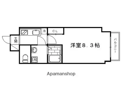ランフォート西院(1K/3階)の間取り写真