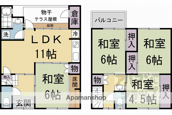 京福北野線 北野白梅町駅 徒歩5分 2階建 築50年(5LDK)の間取り写真