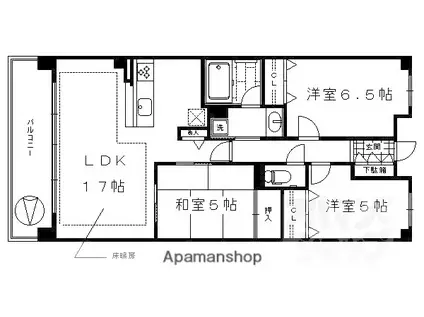 パデシオン京都七条ミッドパーク(3LDK/4階)の間取り写真