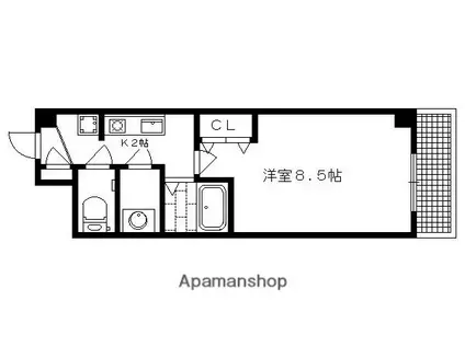 ヘラクレス北白川(1K/2階)の間取り写真