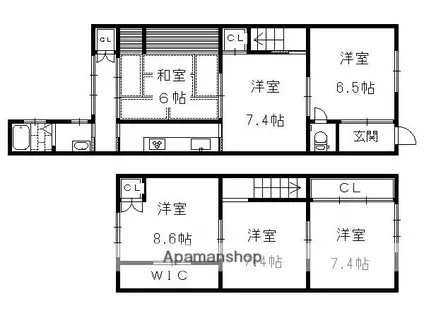 京阪電気鉄道鴨東線 出町柳駅 徒歩7分 2階建 築126年(6K)の間取り写真