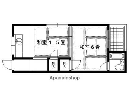 藤川荘(2K/1階)の間取り写真