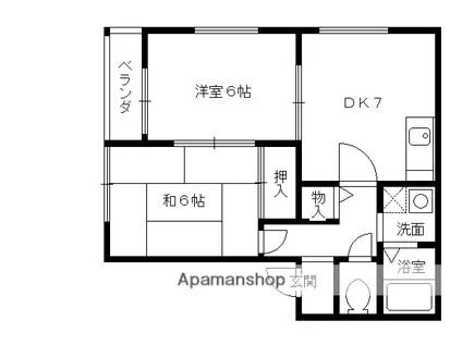 ドミール北山(2DK/2階)の間取り写真
