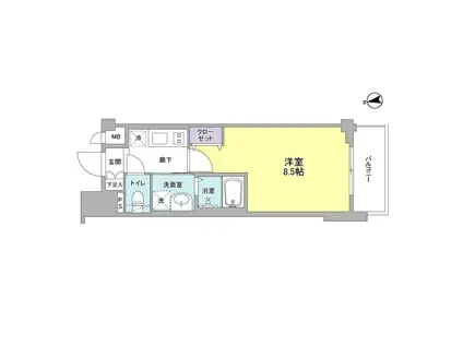 エイペックス京都西陣(1K/1階)の間取り写真