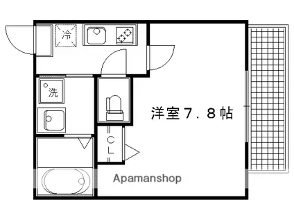 フラッティ京都西陣(1K/4階)の間取り写真