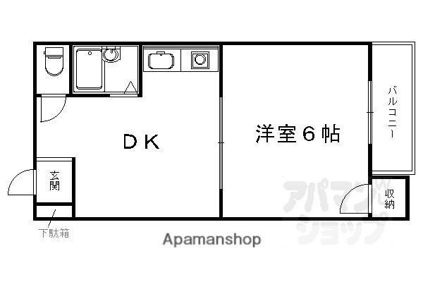 サンシャインシルク嵯峨(1DK/1階)の間取り写真