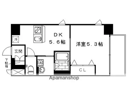 エステムコート京都西院(1DK/6階)の間取り写真
