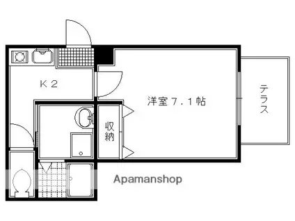 クリスタルコート(1K/1階)の間取り写真