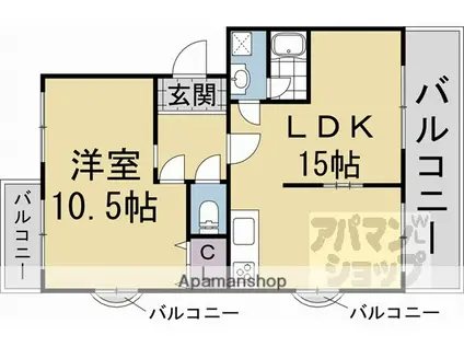 エメラルドマンション十条大宮(1LDK/3階)の間取り写真